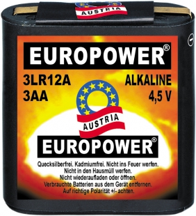 EUROPOWER Alkaline - 4,5 V Flachbatterie 3LR12, lose, Art.Nr.: 100FL312
